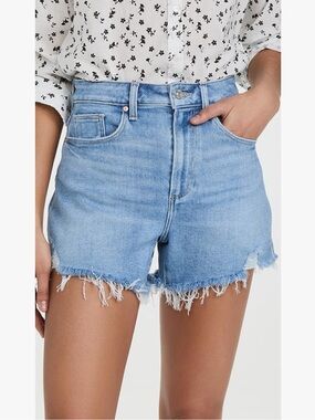 PAIGE Light Blue Distressed Denim Cutoff Shorts